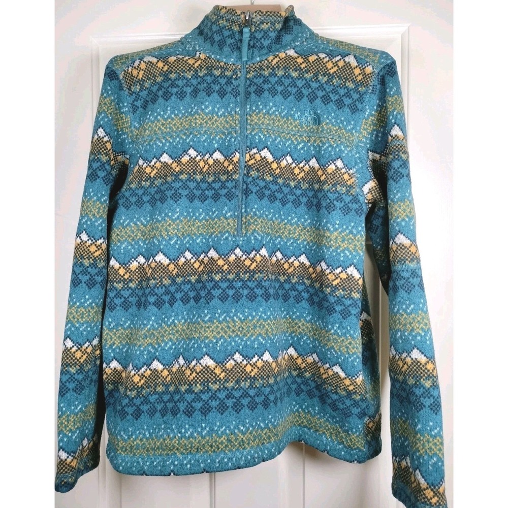 The North Face Fair Isle Fleece Pullover Jacket Mens Medium Blue Nordic Sweater